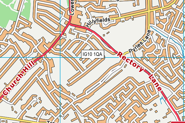 IG10 1QA map - OS VectorMap District (Ordnance Survey)