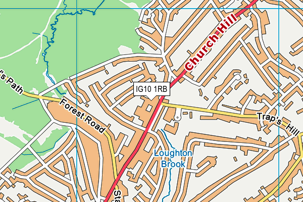 IG10 1RB map - OS VectorMap District (Ordnance Survey)