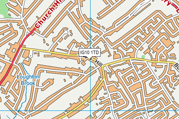 IG10 1TD map - OS VectorMap District (Ordnance Survey)