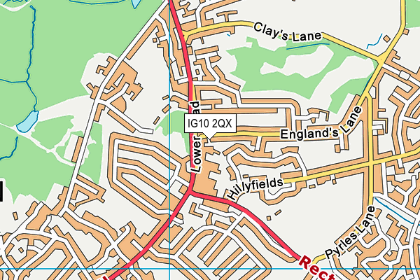 IG10 2QX map - OS VectorMap District (Ordnance Survey)
