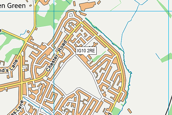 IG10 2RE map - OS VectorMap District (Ordnance Survey)