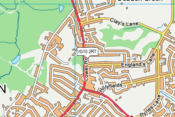 IG10 2RT map - OS VectorMap District (Ordnance Survey)