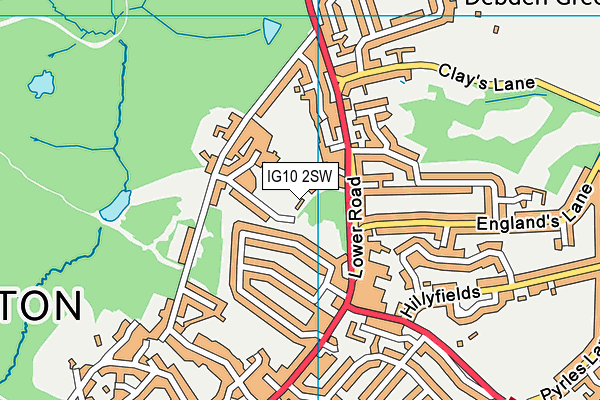 IG10 2SW map - OS VectorMap District (Ordnance Survey)
