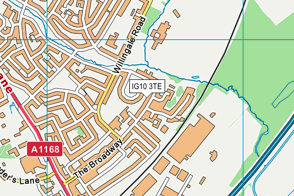 IG10 3TE map - OS VectorMap District (Ordnance Survey)