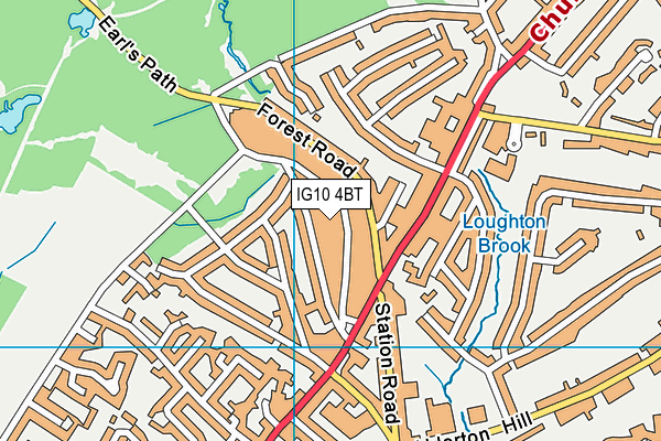 IG10 4BT map - OS VectorMap District (Ordnance Survey)