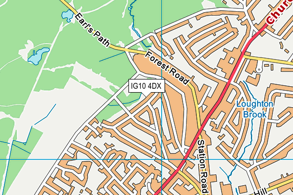 IG10 4DX map - OS VectorMap District (Ordnance Survey)