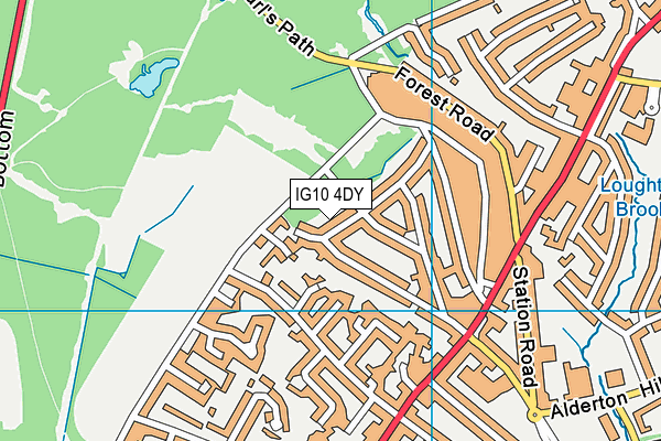 IG10 4DY map - OS VectorMap District (Ordnance Survey)