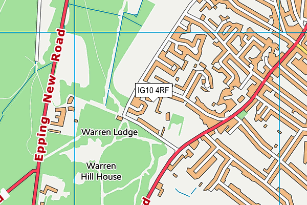 IG10 4RF map - OS VectorMap District (Ordnance Survey)