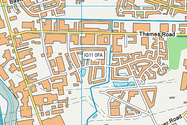 IG11 0FA map - OS VectorMap District (Ordnance Survey)