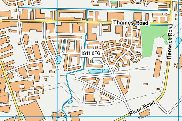 IG11 0FG map - OS VectorMap District (Ordnance Survey)