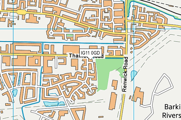 IG11 0GD map - OS VectorMap District (Ordnance Survey)