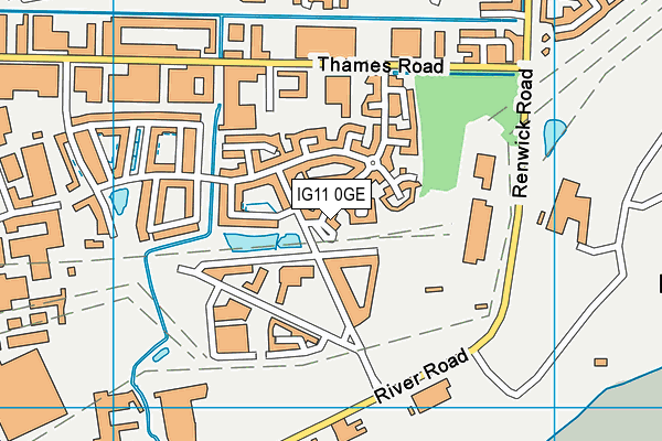 IG11 0GE map - OS VectorMap District (Ordnance Survey)