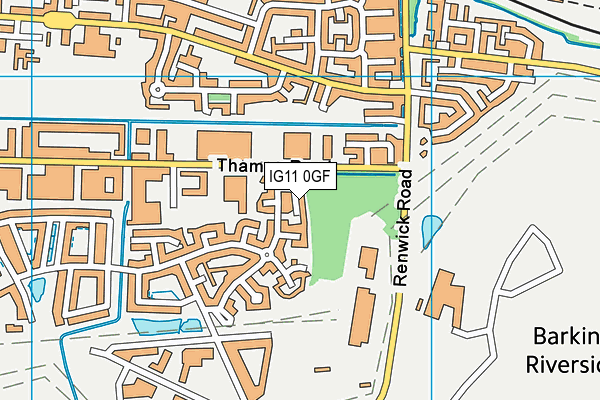 IG11 0GF map - OS VectorMap District (Ordnance Survey)