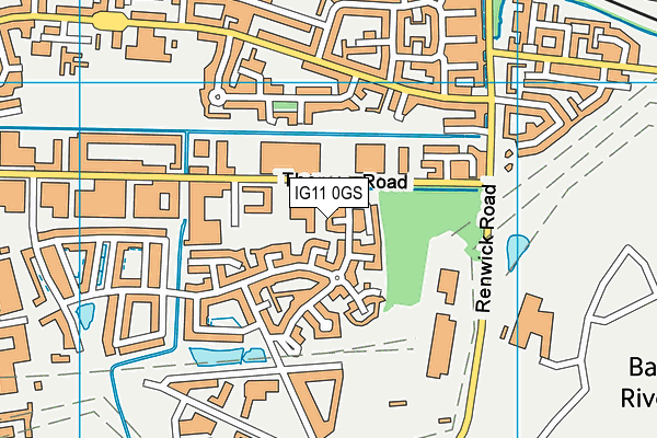 IG11 0GS map - OS VectorMap District (Ordnance Survey)