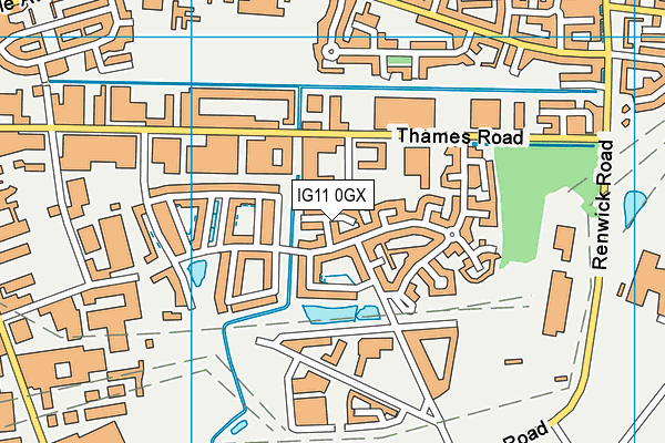 IG11 0GX map - OS VectorMap District (Ordnance Survey)
