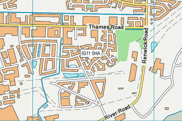 IG11 0HA map - OS VectorMap District (Ordnance Survey)