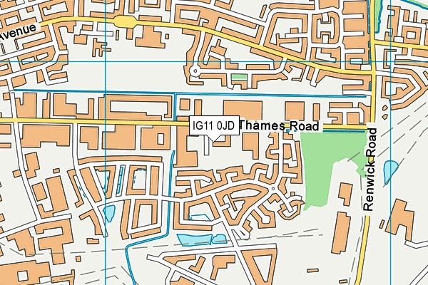 IG11 0JD map - OS VectorMap District (Ordnance Survey)