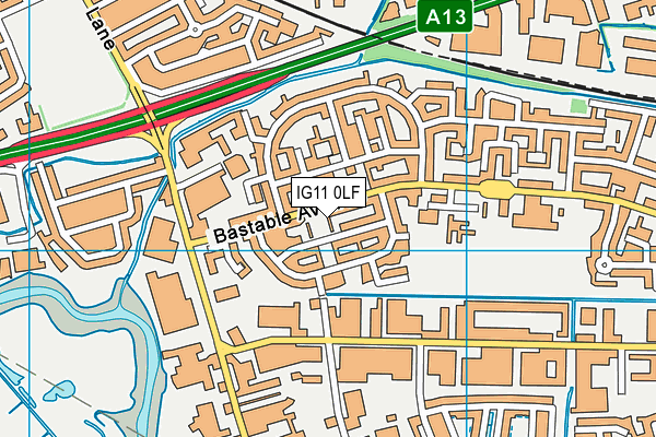 IG11 0LF map - OS VectorMap District (Ordnance Survey)