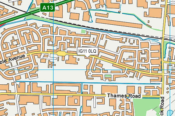 IG11 0LQ map - OS VectorMap District (Ordnance Survey)