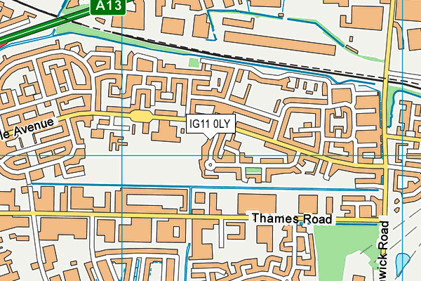 IG11 0LY map - OS VectorMap District (Ordnance Survey)