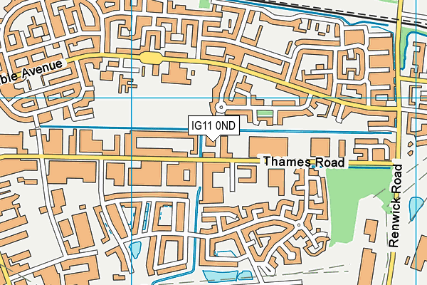 IG11 0ND map - OS VectorMap District (Ordnance Survey)