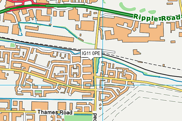IG11 0PE map - OS VectorMap District (Ordnance Survey)