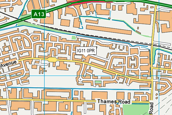 IG11 0PR map - OS VectorMap District (Ordnance Survey)