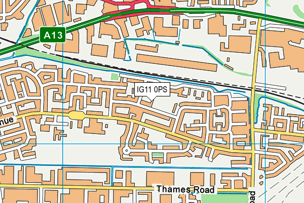 IG11 0PS map - OS VectorMap District (Ordnance Survey)