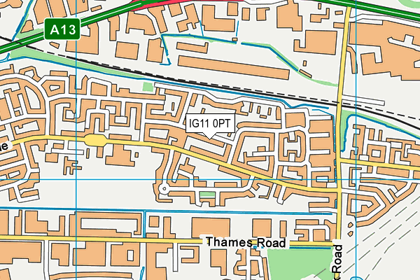 IG11 0PT map - OS VectorMap District (Ordnance Survey)