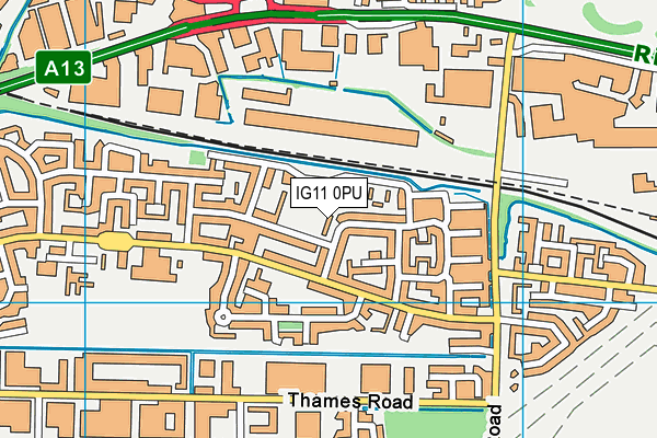 IG11 0PU map - OS VectorMap District (Ordnance Survey)