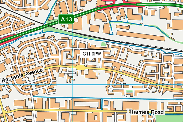 IG11 0PW map - OS VectorMap District (Ordnance Survey)