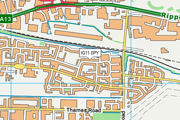 IG11 0PY map - OS VectorMap District (Ordnance Survey)