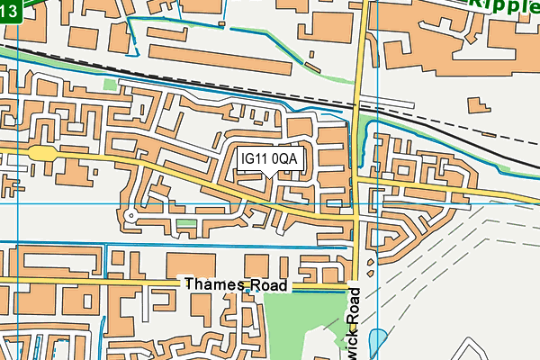 IG11 0QA map - OS VectorMap District (Ordnance Survey)
