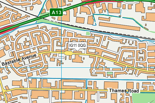 IG11 0QG map - OS VectorMap District (Ordnance Survey)