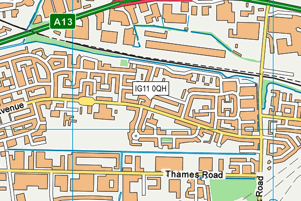IG11 0QH map - OS VectorMap District (Ordnance Survey)