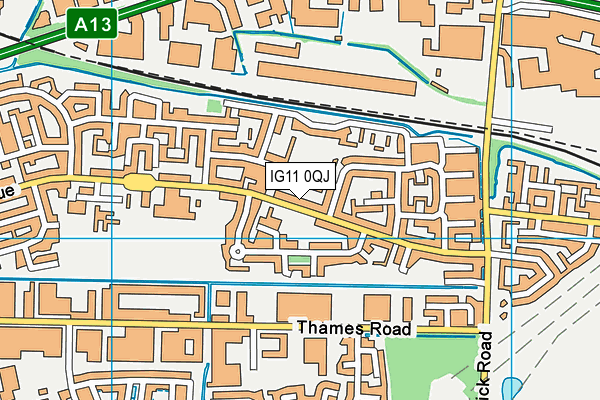 IG11 0QJ map - OS VectorMap District (Ordnance Survey)