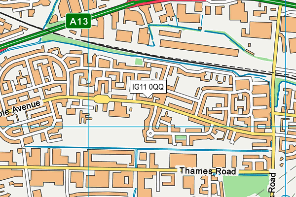 IG11 0QQ map - OS VectorMap District (Ordnance Survey)