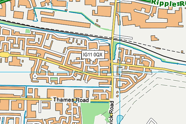 IG11 0QX map - OS VectorMap District (Ordnance Survey)