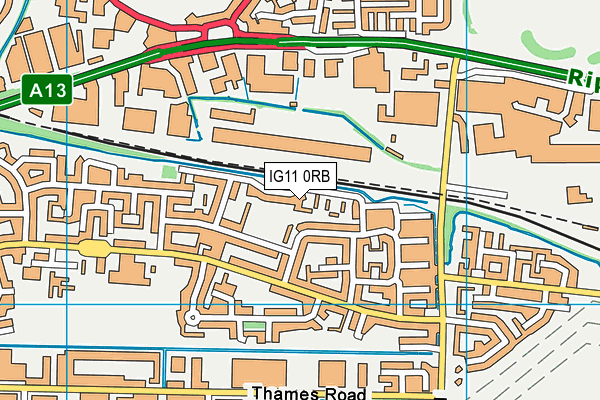 IG11 0RB map - OS VectorMap District (Ordnance Survey)