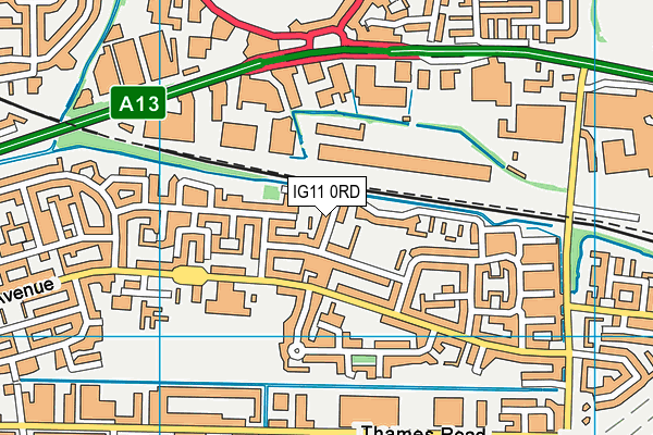 IG11 0RD map - OS VectorMap District (Ordnance Survey)