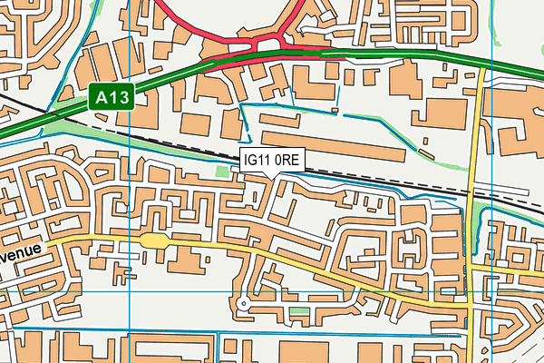 IG11 0RE map - OS VectorMap District (Ordnance Survey)