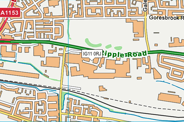 IG11 0RJ map - OS VectorMap District (Ordnance Survey)