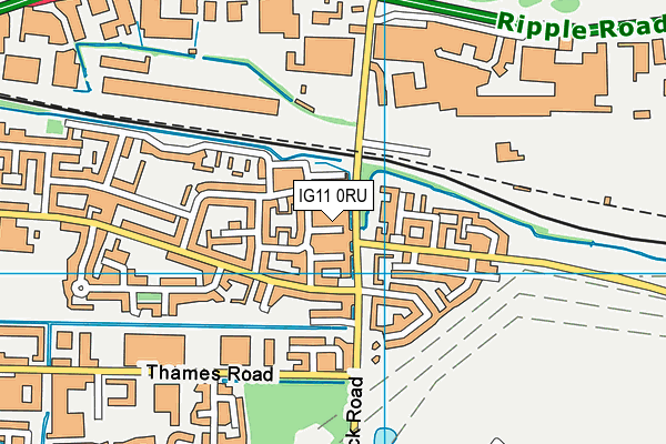 IG11 0RU map - OS VectorMap District (Ordnance Survey)