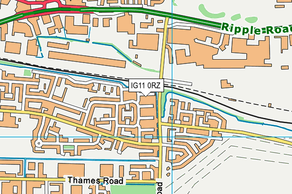 IG11 0RZ map - OS VectorMap District (Ordnance Survey)