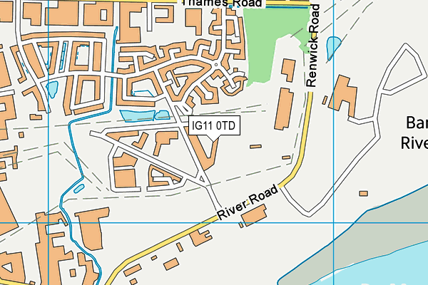 IG11 0TD map - OS VectorMap District (Ordnance Survey)