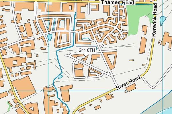 IG11 0TH map - OS VectorMap District (Ordnance Survey)