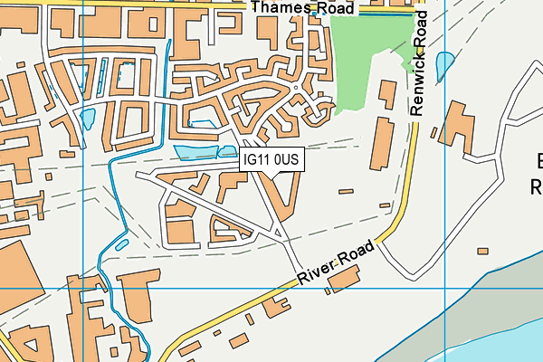 IG11 0US map - OS VectorMap District (Ordnance Survey)