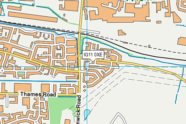 IG11 0XE map - OS VectorMap District (Ordnance Survey)