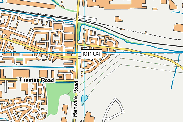 IG11 0XJ map - OS VectorMap District (Ordnance Survey)