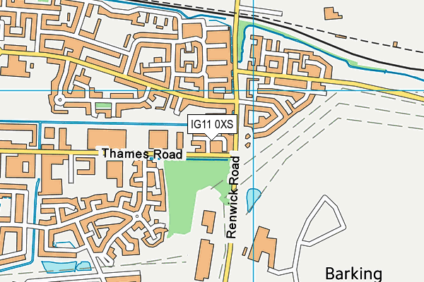 IG11 0XS map - OS VectorMap District (Ordnance Survey)